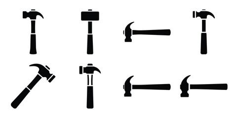 hammer silhouette icon set. Transport symbol and Vector illustration.