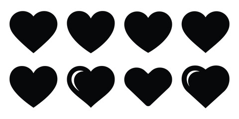 heart shape silhouette icon set. Transport symbol and Vector illustration.