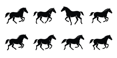 horse gallop silhouette icon set. Transport symbol and Vector illustration.