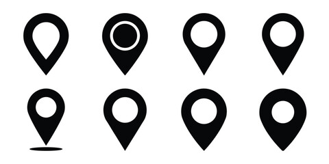 location pin silhouette icon set. Transport symbol and Vector illustration.