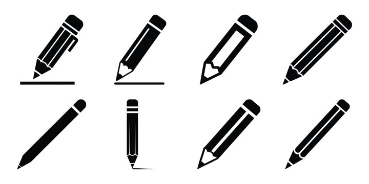 pencil write silhouette icon set. Transport symbol and Vector illustration.