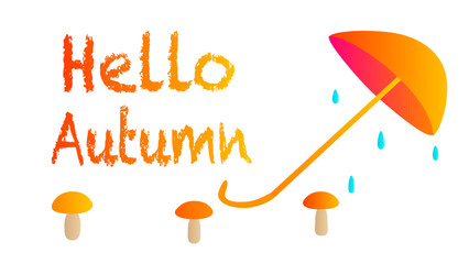 Hello Autumn greeting card. Vector illustration.