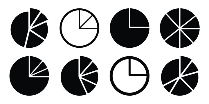 pie chart silhouette icon set. Transport symbol and Vector illustration.