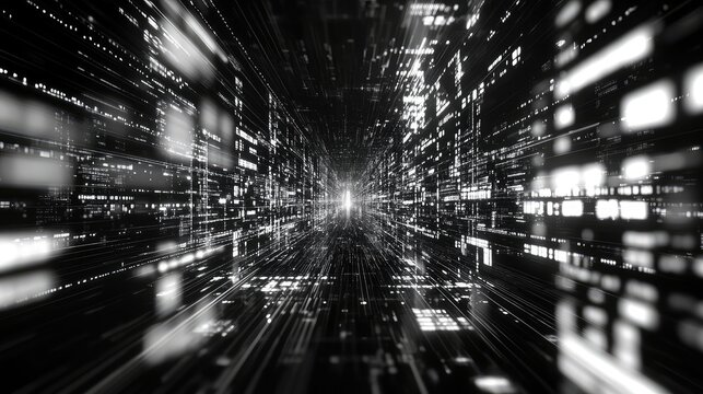 Digital data flowing through abstract futuristic cyberspace network - Powered by Adobe