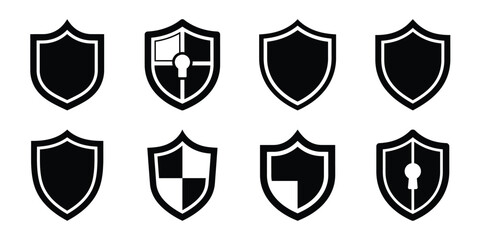 security shield silhouette icon set. Transport symbol and Vector illustration.