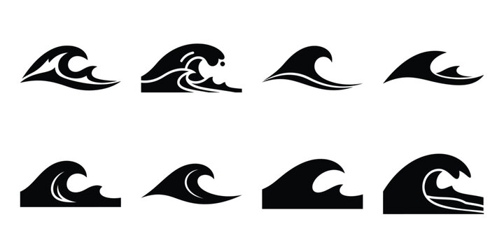 river wave silhouette icon set. Transport symbol and Vector illustration.