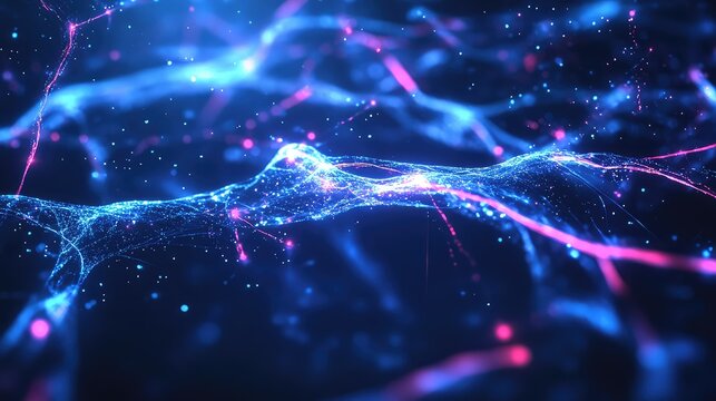 Abstract network creating data connections and digital neurons - Powered by Adobe