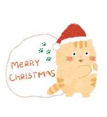 サンタの格好をしたかわいい猫　クリスマスタイトル