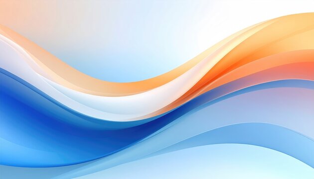 Abstract wavy design with orange and blue curving lines against a white background