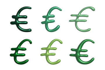 Set of 3d euro currency symbol Elements for design
