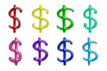 Set of 3d dollar currency symbol Elements for design