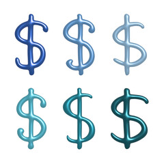 Set of 3d dollar currency symbol Elements for design