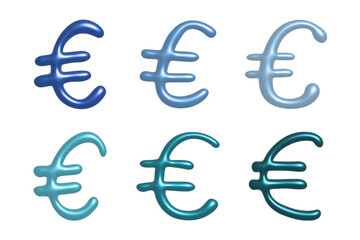 Set of 3d euro currency symbol Elements for design