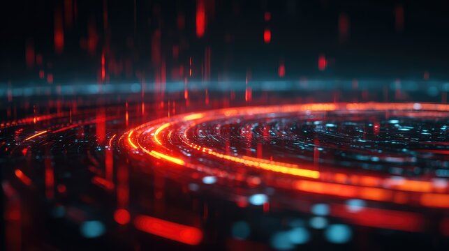 Digital data flowing on a futuristic cyber network