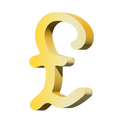 3d british pound currency symbol. Brush stroke doodle. Single element for design