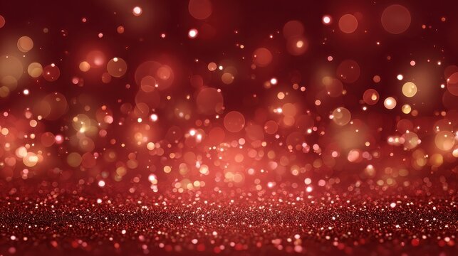 a vibrant red holiday background featuring sparkling glitter and bokeh lights creating a magical festive atmosphere ideal for christmas new year and celebratory designs to bring cheer and joy - Powered by Adobe