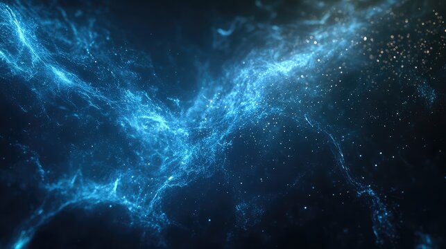 Blue swirling particle digital light abstract background