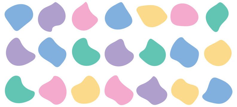 Abstract freeform collection. Simple liquid amorphous shapes. Colourful blob shapes