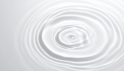 White liquid surface shows circular ripples emanating from a central point, casting subtle shadows with a swirling motion