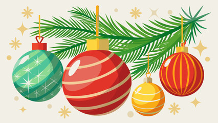 Christmas ornament with fir branch vector