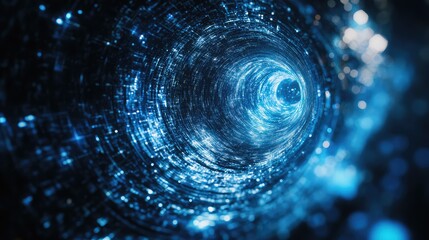 Digital data stream tunnel traveling through cyberspace network