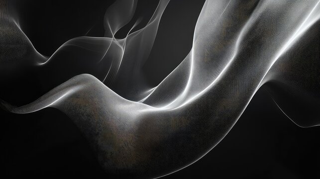 Flowing digital mesh waves creating abstract ethereal light