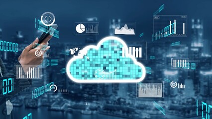 A sleek representation of cloud computing technology, showcasing data visualization through a smartphone, reflecting modern business innovation and digital transformation. Xenic