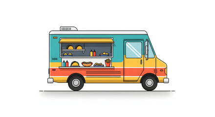 Colorful Food Truck Serving Delicious Street Food.