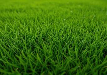 Fototapeta premium Lush, vibrant green grass texture closeup offering a soft, tranquil backdrop for relaxation and natural rest, rest, meadow, park