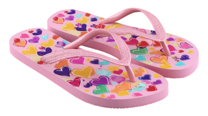 Pink fashion flip-flops isolated on white background, a colorful pair of summer footwear