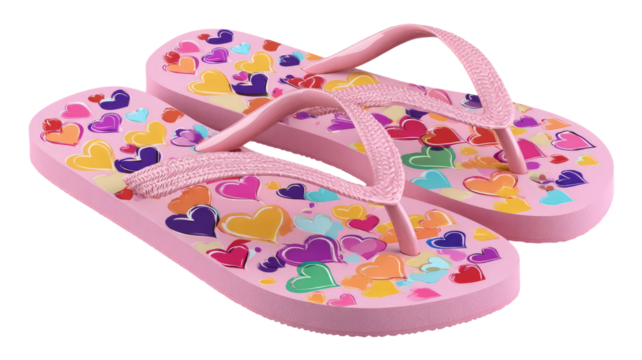 Pink fashion flip-flops isolated on white background, a colorful pair of summer footwear