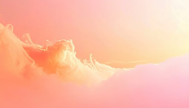 Dreamy, ethereal cloudscape with soft, pink and peach hues blending in a gentle, abstract composition