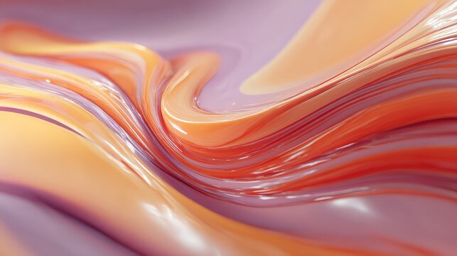 Flowing abstract liquid waves creating orange purple background - Powered by Adobe