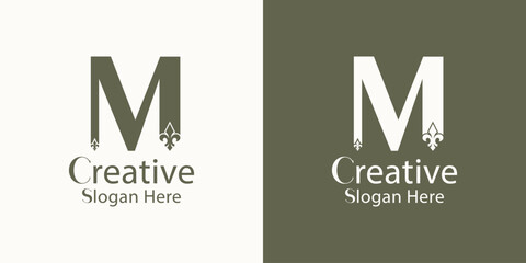 Luxury letter M logo design with an ornate royal fleur de lis element, perfect for a high end, classic, or premium brand identity © Shawon's Creation