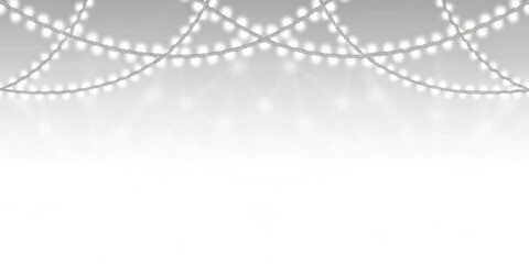 A string of lights draped across the top of a white and gray gradient background illustration created with generated ai