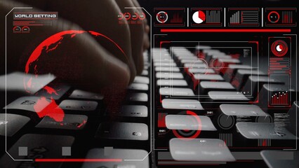 High-tech global network connection interface showing worldwide digital communication, data exchange, and internet connectivity. Global connection, data interaction, and worldwide communication. Thunk
