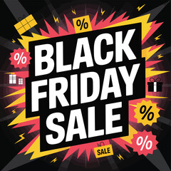 Black Friday Sale With Gift Boxes and Percentage Symbols Keywords: black friday, sale, discount