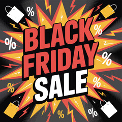 Black Friday Sale With Percentage Signs and Shopping Bags Keywords: black friday, sale, discount