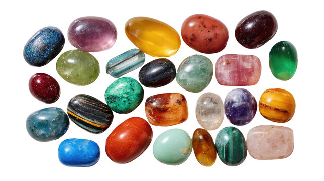 colorful small stones pattern isolated on white background - Powered by Adobe