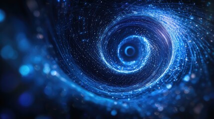 Blue spiral particle stream forming network data tunnel