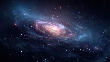 Fototapeta premium Vivid spiral galaxy swirling with stars and cosmic dust in the vast universe