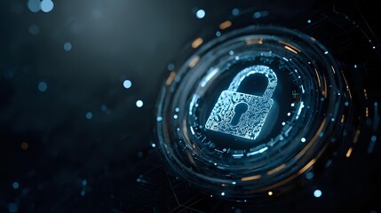 Digital padlock with glowing circuit patterns a modern security concept for data protection and network safety cybersecurity illustration