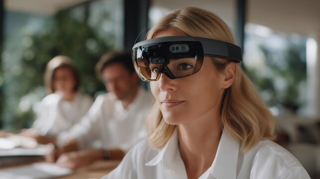 Group of avatars interacting in virtual offices across continents, holographic tools facilitating real-time collaboration — illustrating team synergy, international business collaboration, and - Powered by Adobe