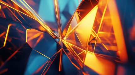 Abstract orange glowing crystal shards forming geometric structure