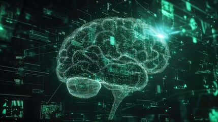 Artificial intelligence brain processing digital data network
