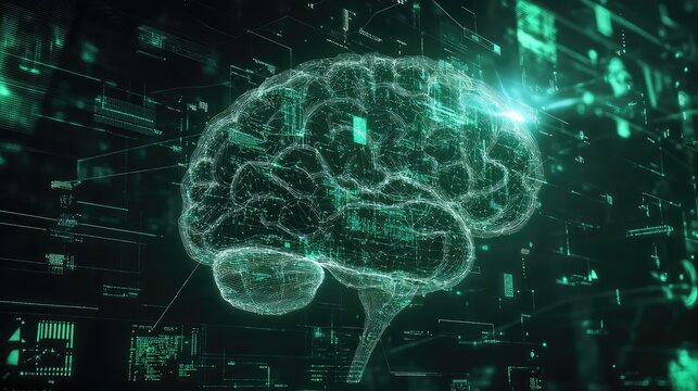 Artificial intelligence brain processing digital data network
