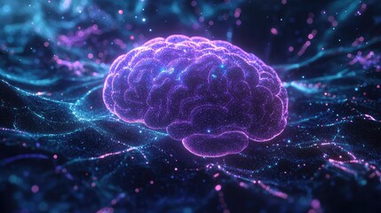 Digital brain processing information with artificial intelligence