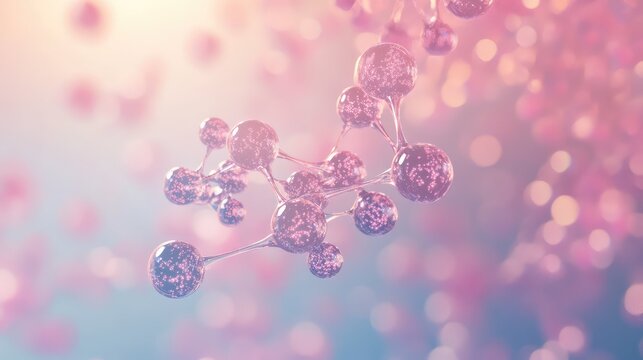 Abstract molecular structure creating scientific network connection