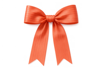 Orange ribbon bow forming a decorative knot on a transparent background, symbolizing gifts, celebration, and special occasions