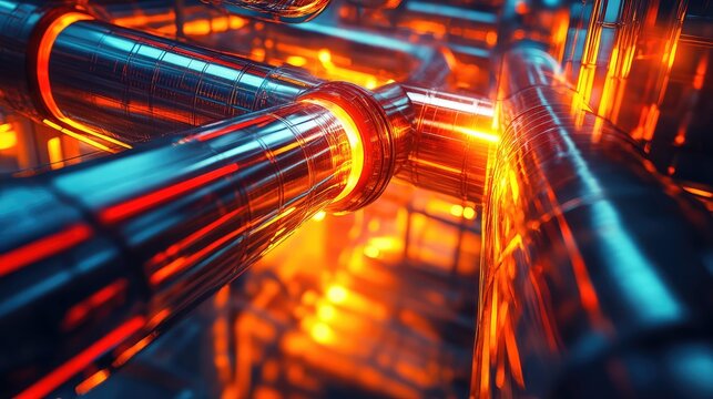 Industrial pipes channeling energy in futuristic network system